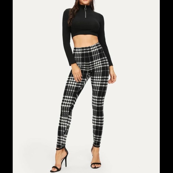 🆕 1 Left💥(S)💥High-Waist Plaid Leggings - Picture 4 of 5